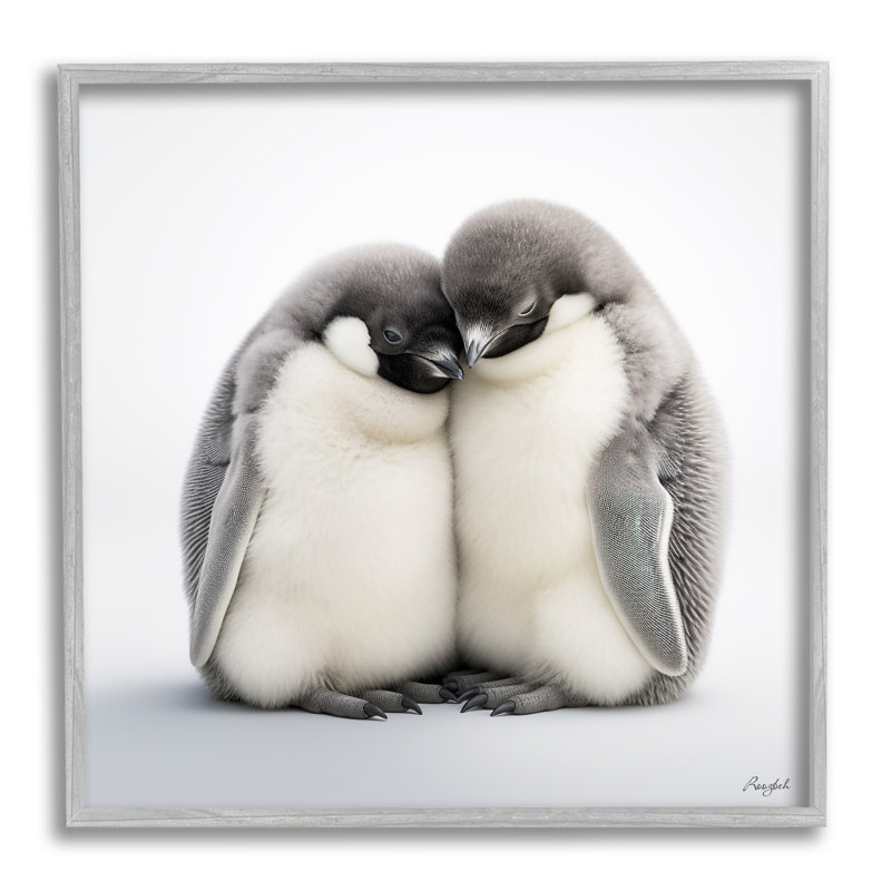«Cuddling Penguin Duo» par Roozbeh, reproduction de photo sur toile, Estampe numérique Farmhouse, H 12 po x l 12 po