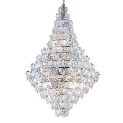 Lustre 27 lumières avec cristaux transparents suspendus