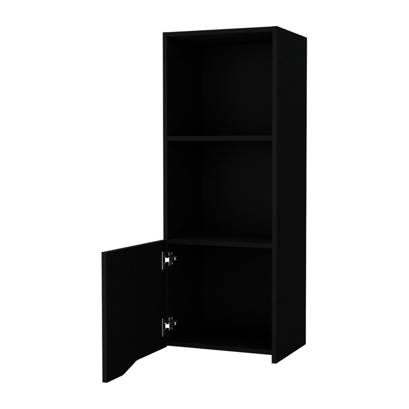 Black Wall Mounted Storage Unit - Ideal For Living Room Cabinet One Door Modern Design Practical, Black