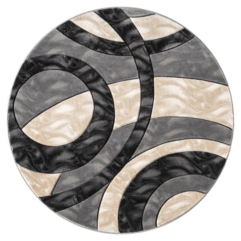 Heriberto Collection Abstract Geometric Area Rug, Round 5'3"