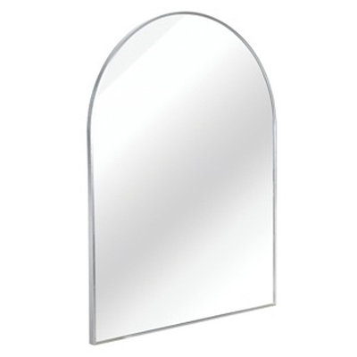 30X36 Inch Silver Metal Framed Arched Bathrrom Mirror For Wall.