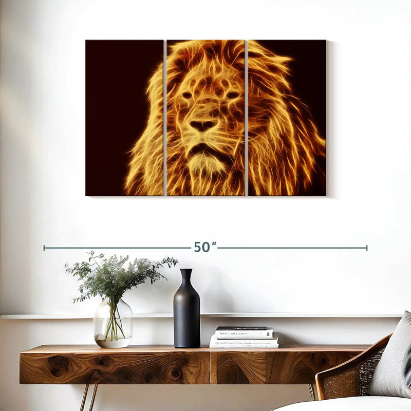 Fiery Lion Head, 24" H x 38" W