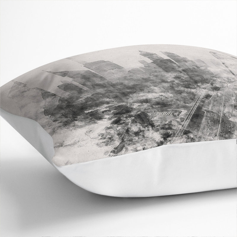 Dubai Skyline Vol.1 Watercolour Square Throw Cushion, White, 55cm H x 55cm W x 20cm D