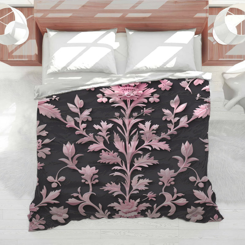 Édredon rose à motif floral, Twin Extra Long