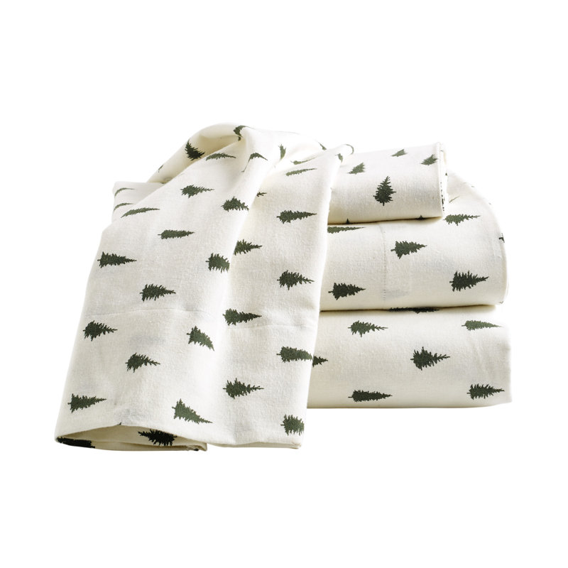 Spruce Trees Flannel Sheet Set, Queen