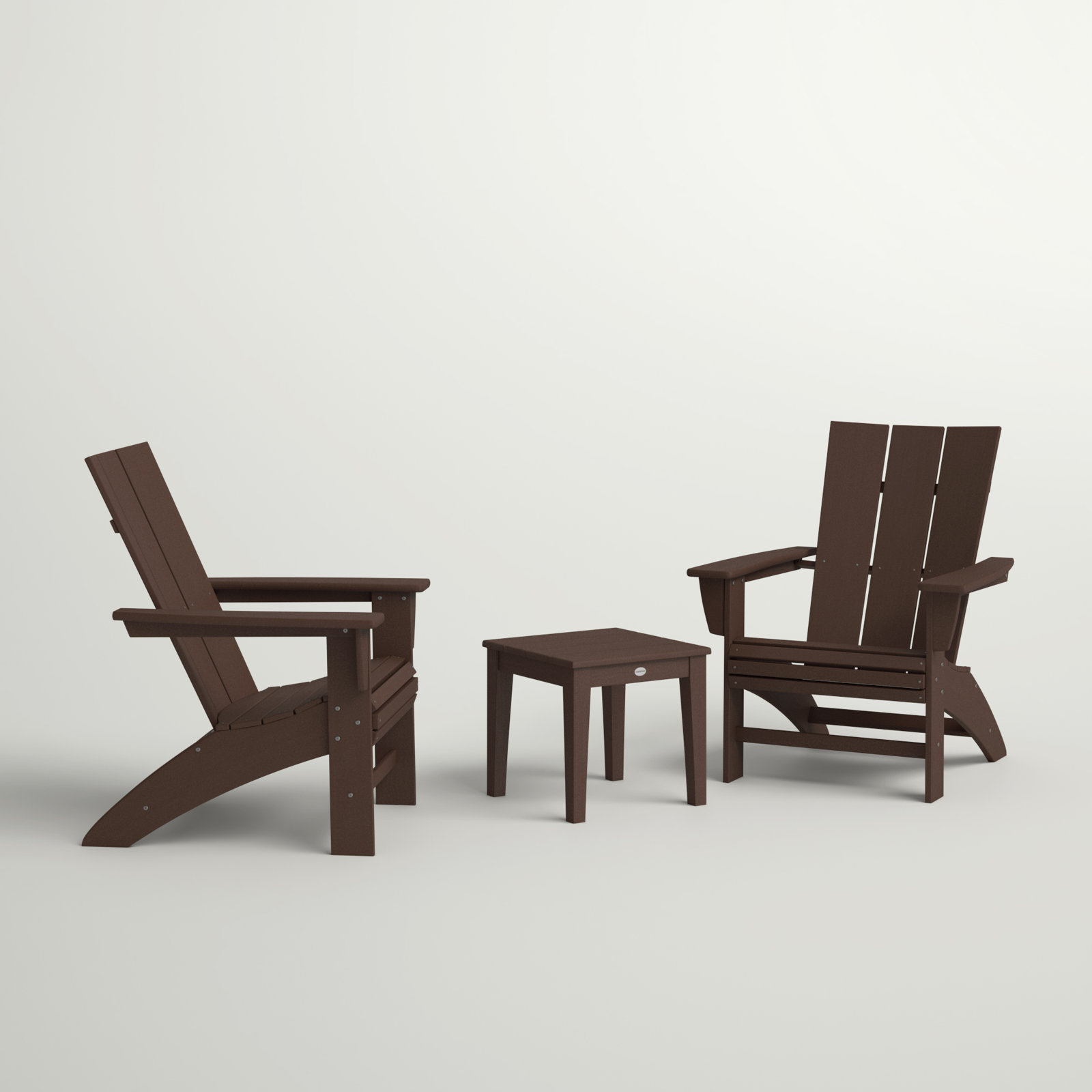 POLYWOOD® Modern Adirondack 2-Person Patio Seating Group, Mahogany