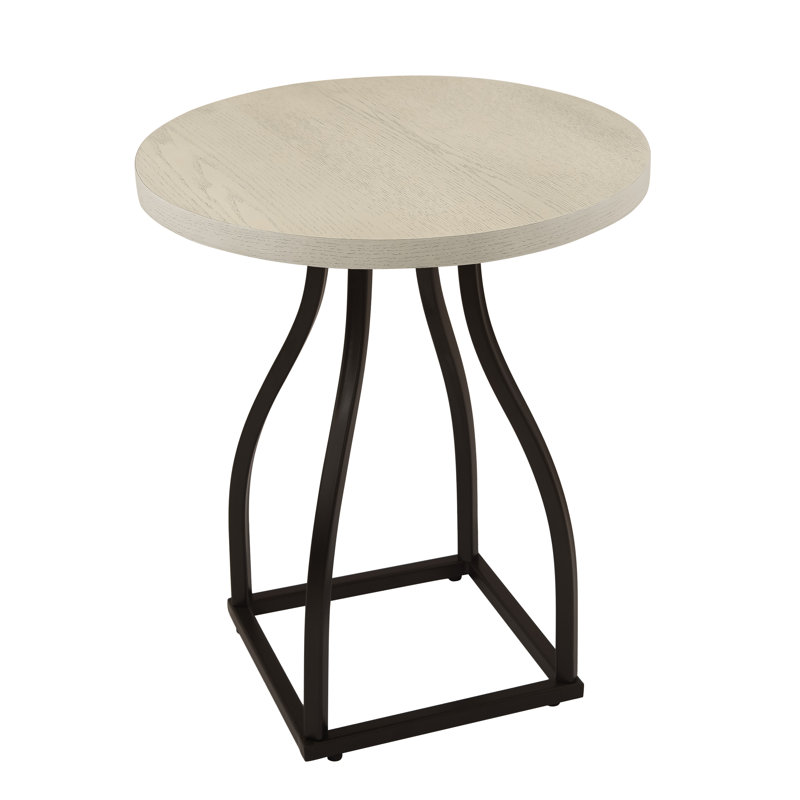 Table d'appoint Lindsay, Plateau blanc délavé / base noire