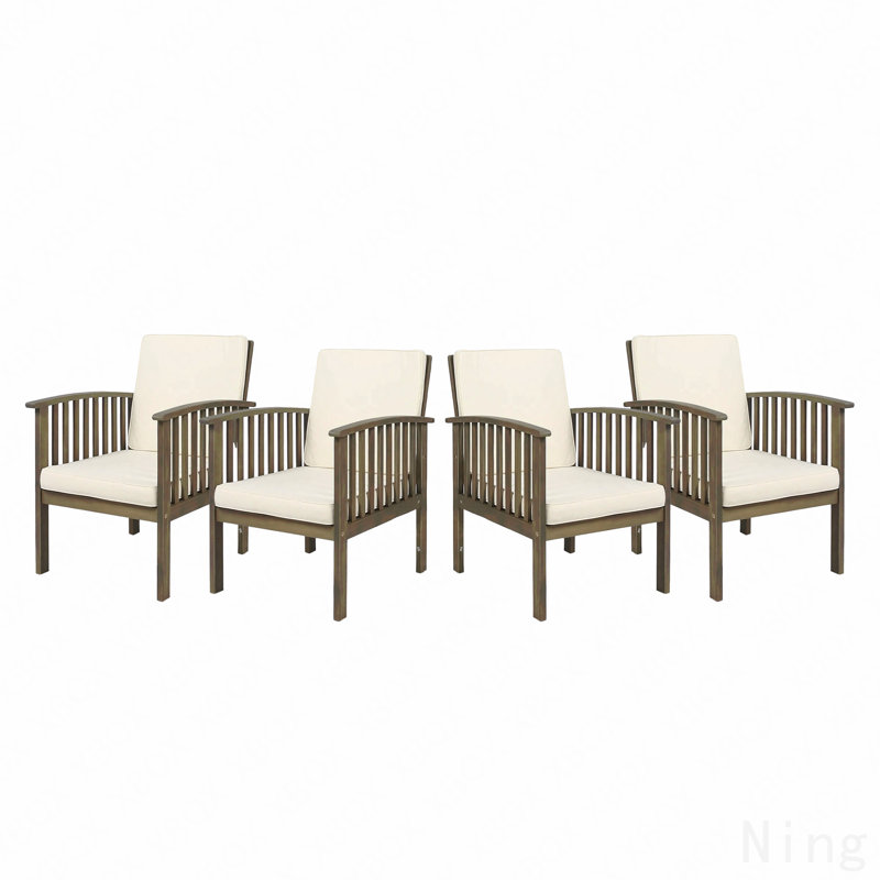 Ensemble de 4 chaises d'extérieur en bois d'acacia pour l'extérieur