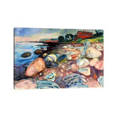 «Shore With The Red House, 1904» par Edvard Munch, reproduction d'art sur toile tendue