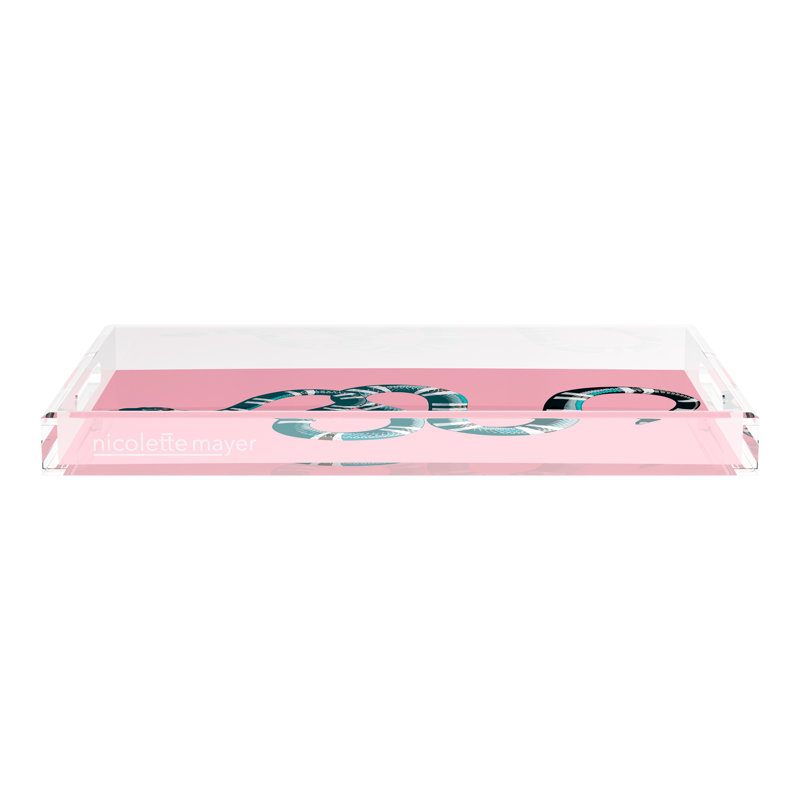 Serpent Acrylic Rectangle Decorative Tray, Pink, 22.5"W x 14.5"D x 2"H