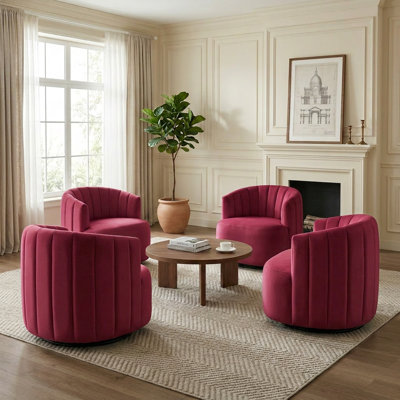 Stanford Upholstered Velvet Swivel Barrel Chair