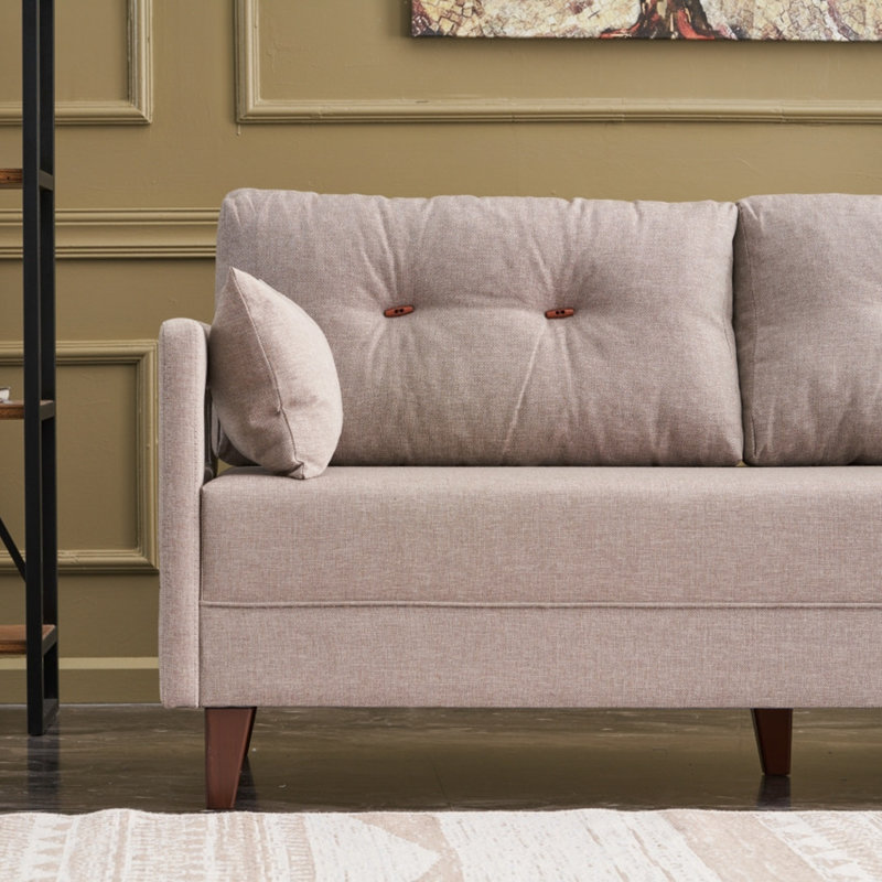 Canapé convertible Yonah, 100 % polyester crème
