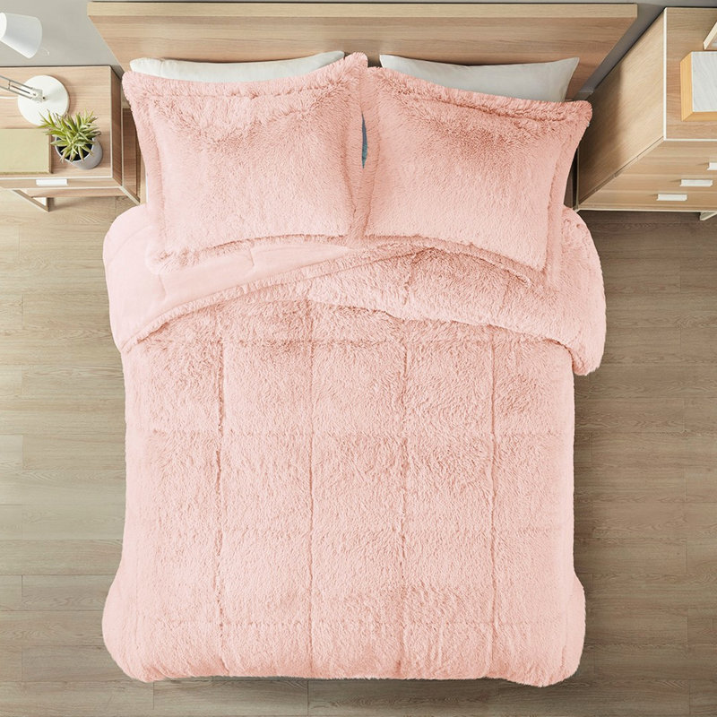 Couette en fausse fourrure shaggy pour lit simple/simple XL - Blush Magnificent Interior