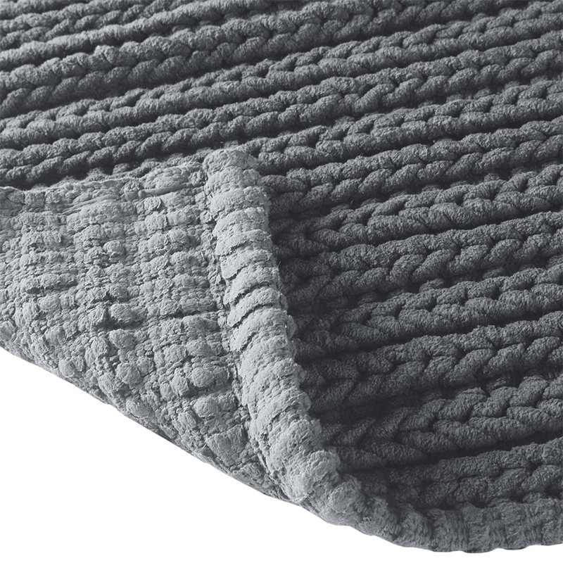 Non-Slip Bath Rug, Charcoal, 20"W x 30"L
