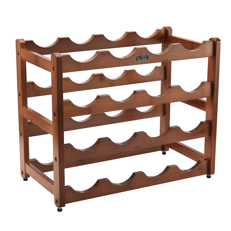 Solid Wood Tabletop Wine Bottle Rack Brown