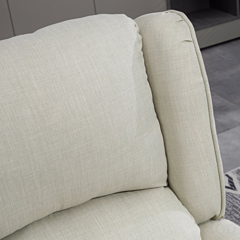 Fauteuil d'appoint inclinable de base pour le salon avec chaleur, canapé simple à oreilles, fauteuil d'appoint inclinable de base en tissu de lin moderne avec repose-pieds, poche latérale
