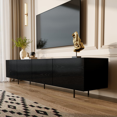 Modern 4-Door TV Stand Storage Credenza