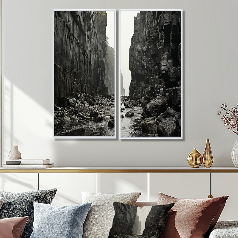 Gris moderne scandinave côtier II - impressions d'art traditionnelles sur toile, H 40 po x l 40 po, Blanc