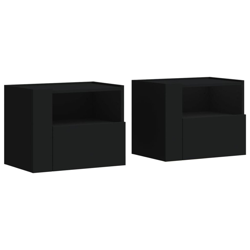 Anahla 45cm W Manufactured Wood Bedside Table, Black