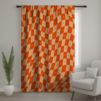 Rideaux à carreaux orange et beige, voilages et voilages à carreaux - 1 panneau