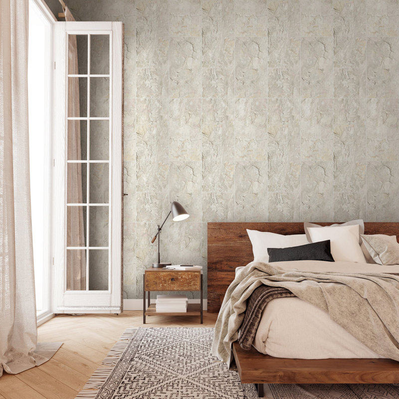 The Bricks and More Tile optic 10.05m x 53cm Matte Wallpaper Roll, Cream