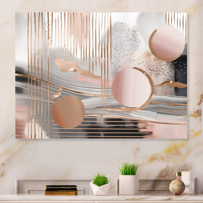 Pink Rosegold Circle Chaos IV - Modern Shapes Transitional Metal Wall Decor