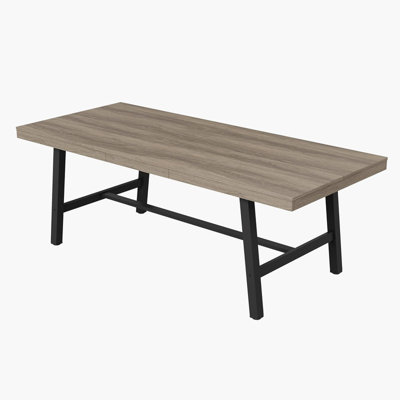 Table de salle à manger industrielle pour 6 à 8 personnes - 78,7 po de long avec structure en métal robuste, comptoir rectangulaire pour le dîner, la cuisine, la salle à manger
