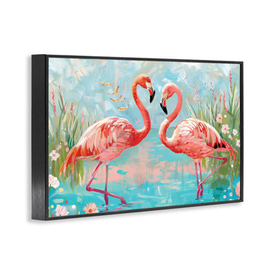 Giclée encadrée «Modern Flamingo Love» par LSR Design Studio