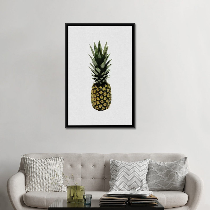 Ananas I - Impression sur toile, H 26 po x l 18 po x P 1,5 po, Toile encadrée noire, Pas de tapis