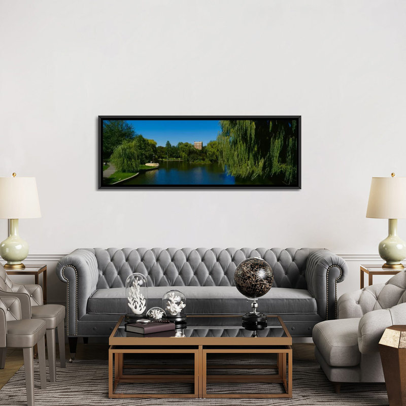 Lac panoramique dans un jardin formel, Boston Public Garden, Boston, Massachusetts, États-Unis - Impression sur toile tendue sur châssis
