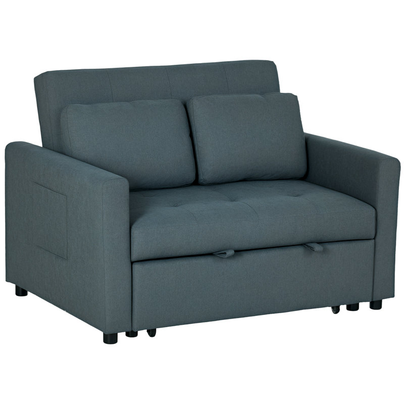 Nencho Square Arm 2 Seater Sofa Bed, Charcoal Grey