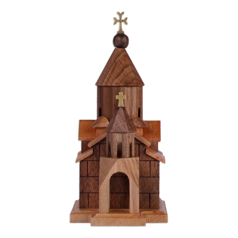 Gracie Oaks Handmade Khor Virap Monastery Wood Sculpture