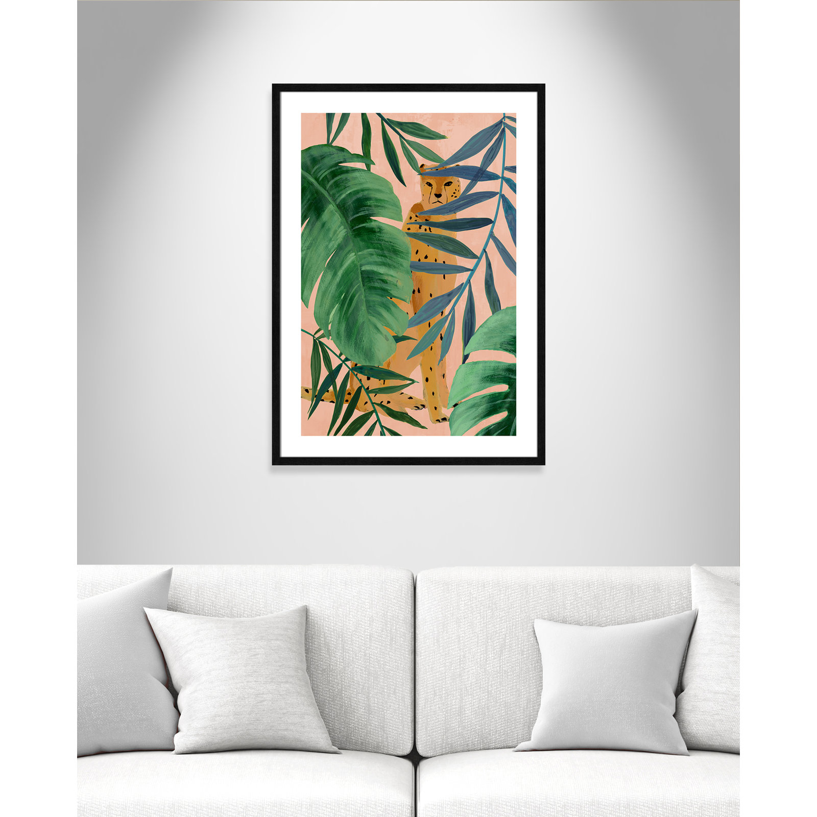Silent Jungle - Painting Print, Black Wood Framed Paper, 35.5" H x 25.5" W x 0.75" D