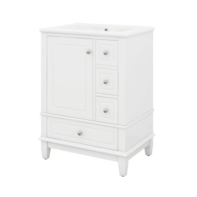 Ensemble de meuble-lavabo autoportant 24 po avec 3 tiroirs et une porte avec supports de rangement 24 po