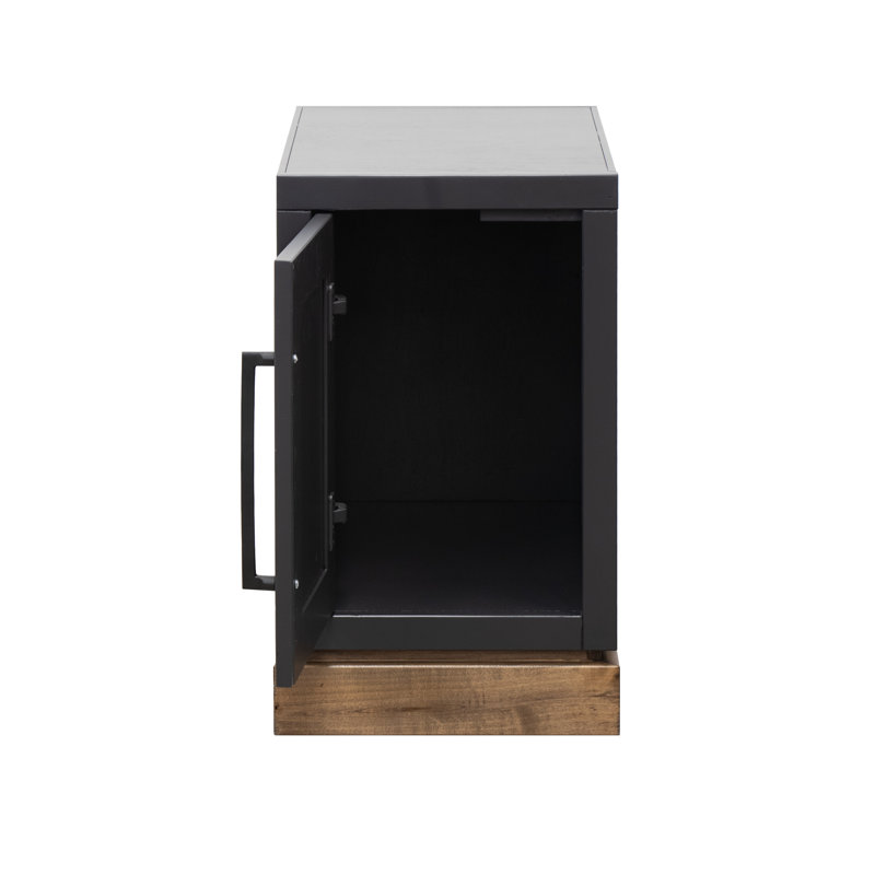 Table d'appoint de style campagnard avec rangement 15 po Katoria - entièrement assemblée, Noir