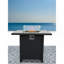 30" Black Powder-Coated Metal Fire Pit With Smoked Glass Top-526974687