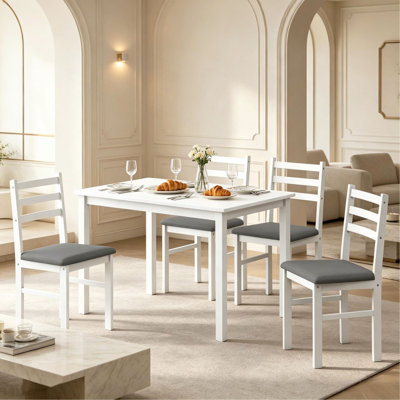 Ensemble de salle à manger compact 5 pièces, ensemble de table à manger moderne, table de cuisine élégante et chaise (seulement 4 pièces, 1 table)