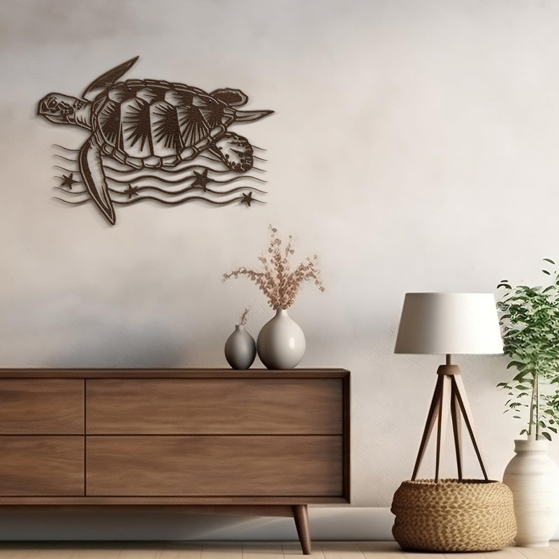 Décoration murale animaux en tortue de mer, Bronze, H 24 po x l 36 po x P 0,05 po