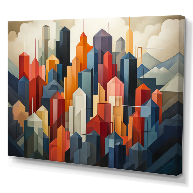 «Cubic Los Angeles Skyline - Los Angeles», art mural, Toile tendue, H 60 po x l 40 po x P 1,5 po