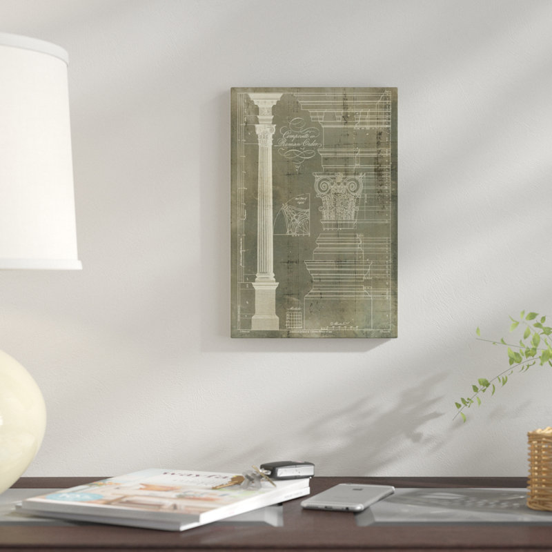 « column blueprint i », impression sur toile, H 18 po x l 12 po x P 1,5 po, Pas de tapis, Toile tendue