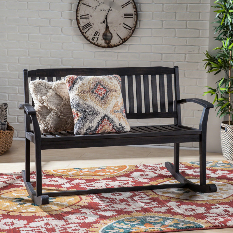 Chaise berçante en bois au fini gris foncé pour un siège d'extérieur relaxant, Gris foncé