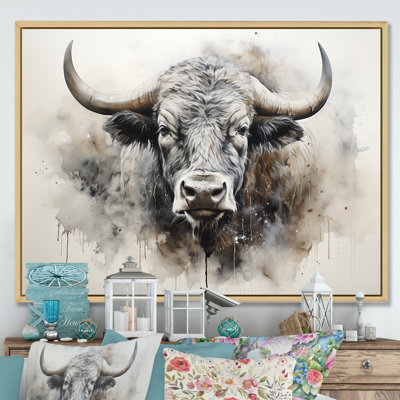Tête de bison minimaliste sur toile