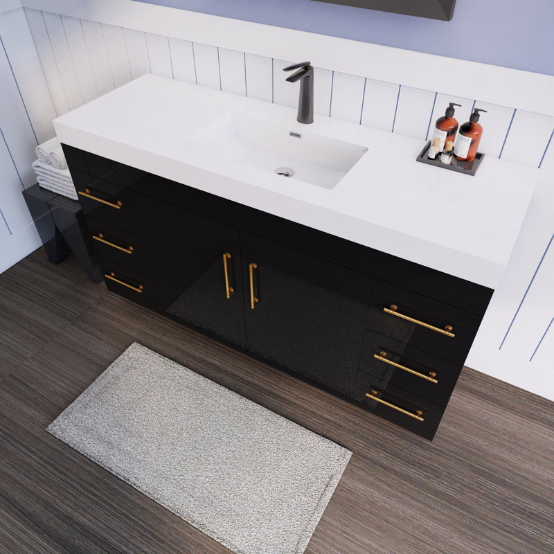 Ensemble de meuble-lavabo simple 60 "Spring, Noir lustré