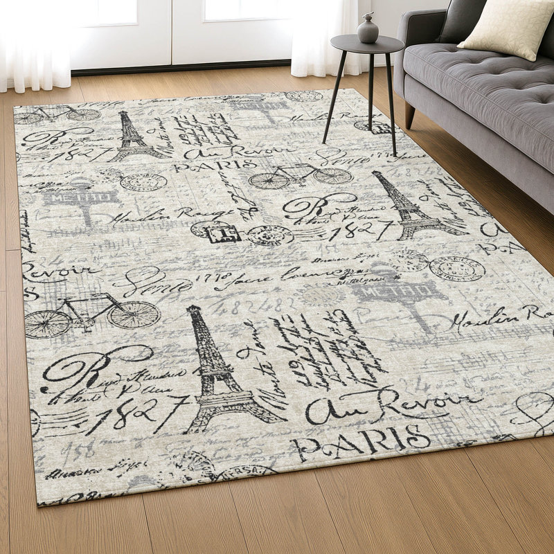 Premium Machine Washable Mayfield AMF2209 novelty Rug, Beige, 2'6" x 3'10"