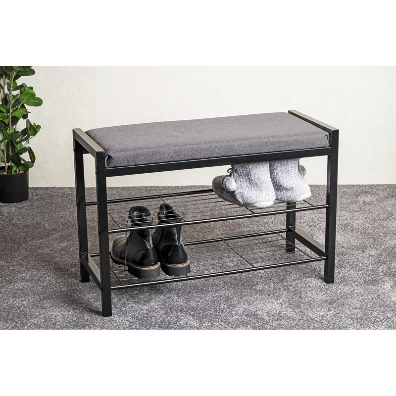 6 Pair Shoe Storage, Black/Grey