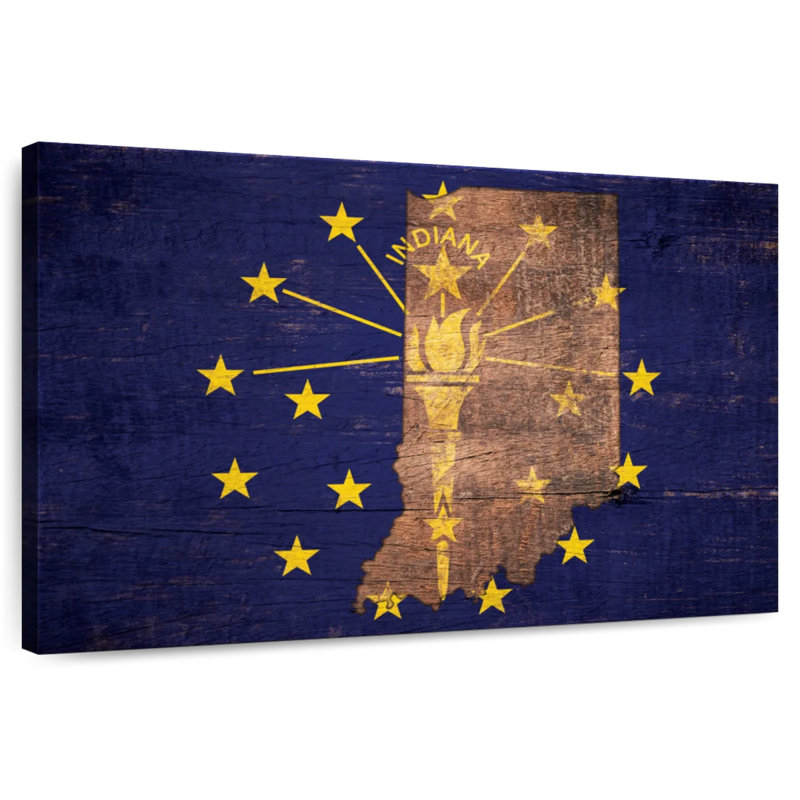 Carte d'État sur le drapeau de l'Indiana, H 8 po x l 12 po