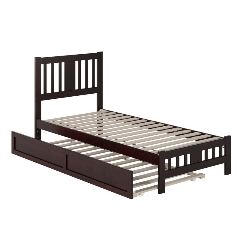 Anakin Solid Wood Platform Bed with Matching Trundle, Twin XL, Espresso