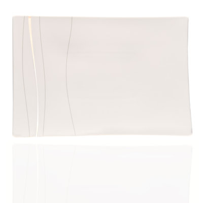 Red Vanilla Odett Platinum Rectangular Bone China Platter In White