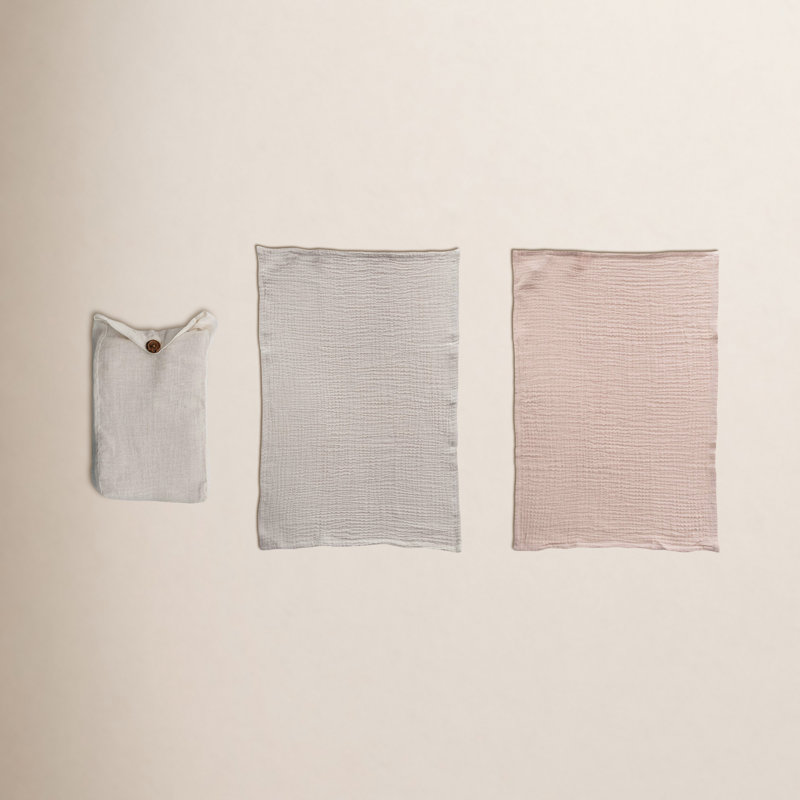 Torchons en coton, Rose/gris