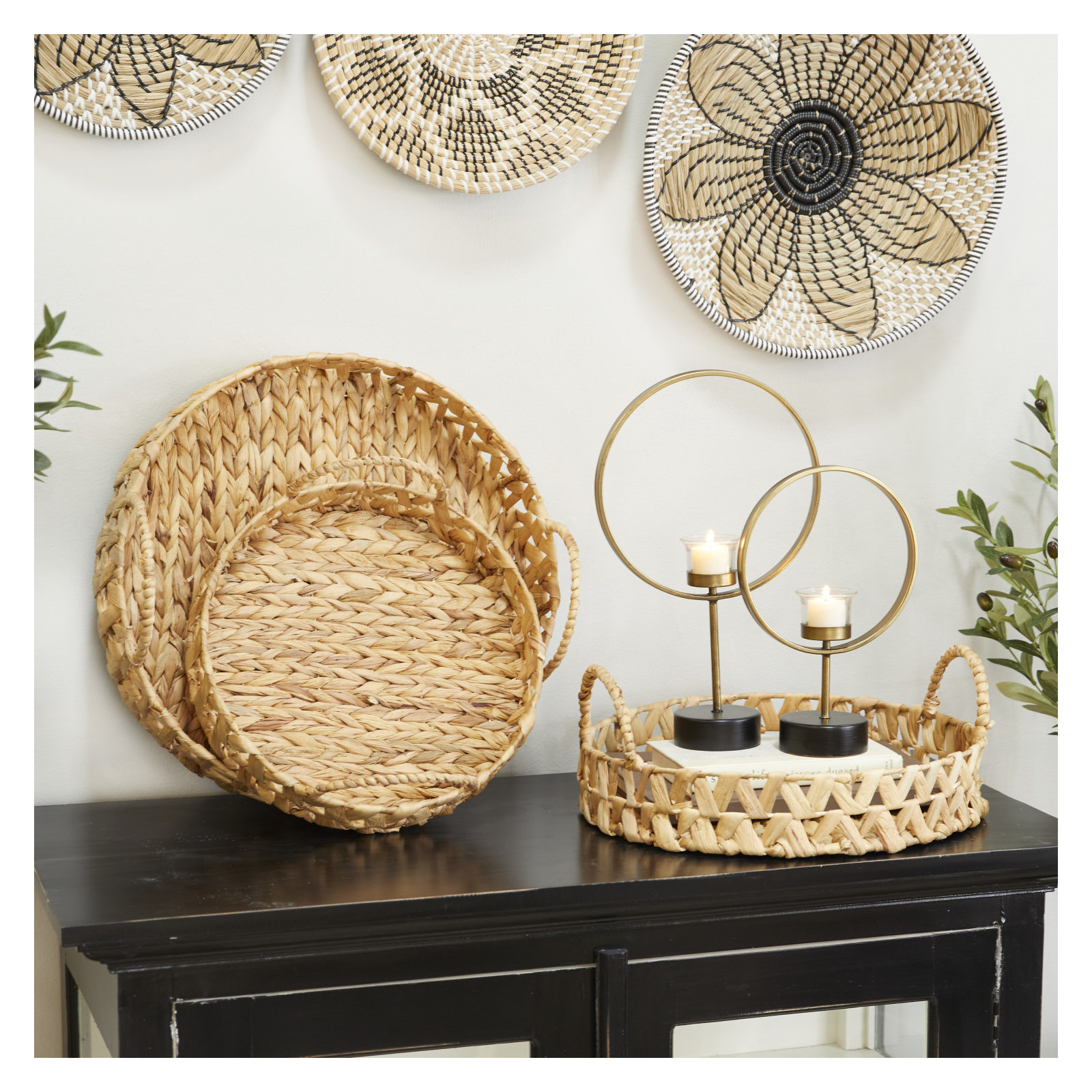 Chriselda Wicker Tray - Set of 3